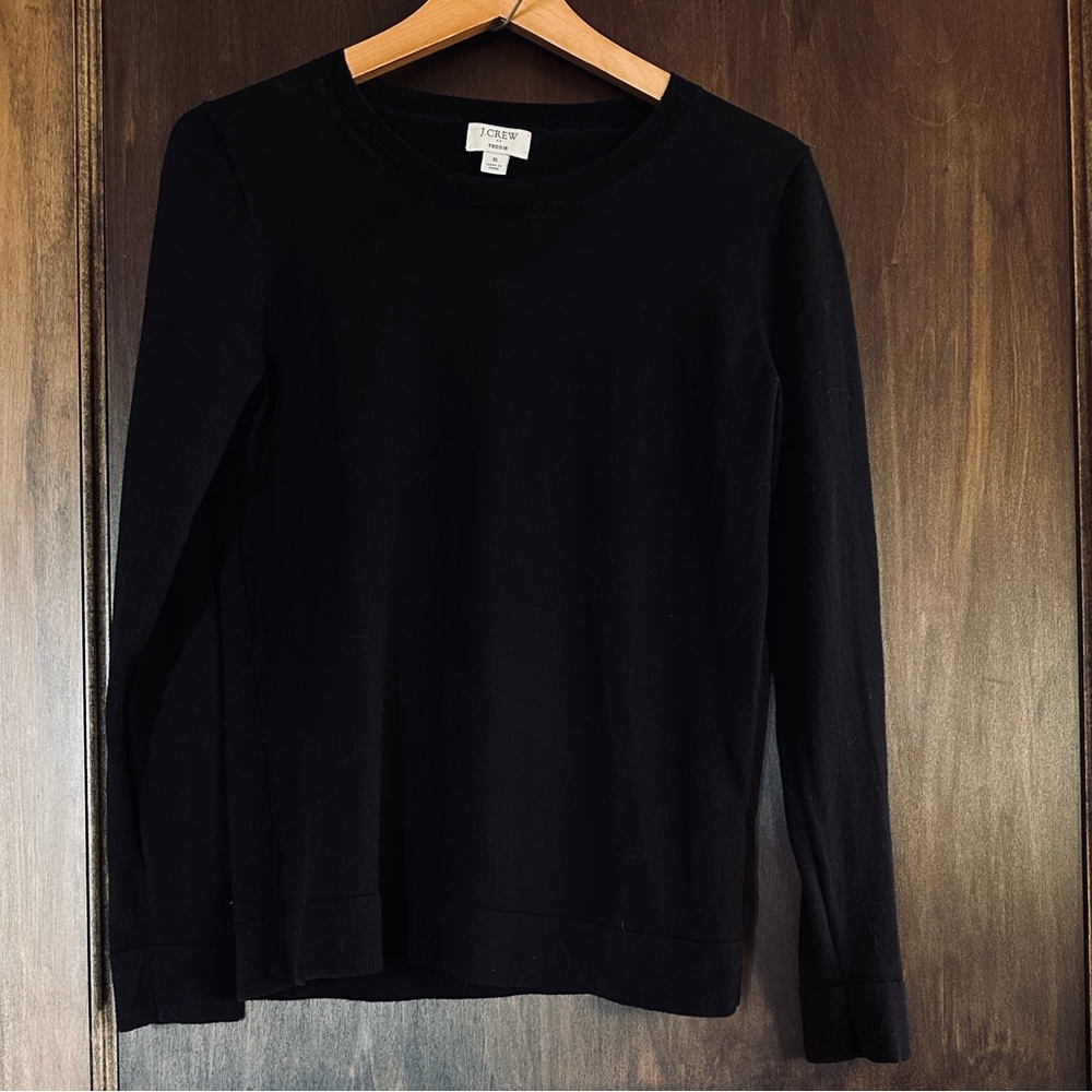 J. Crew Teddie Women's Black Crewneck Long Sleeve Sweater